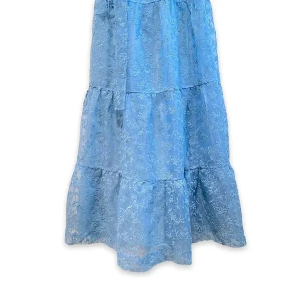 NWT Anthropologie BHLDN Beatrice Organza Maxi Dress Floral Blue Size 10 - Picture 12 of 14